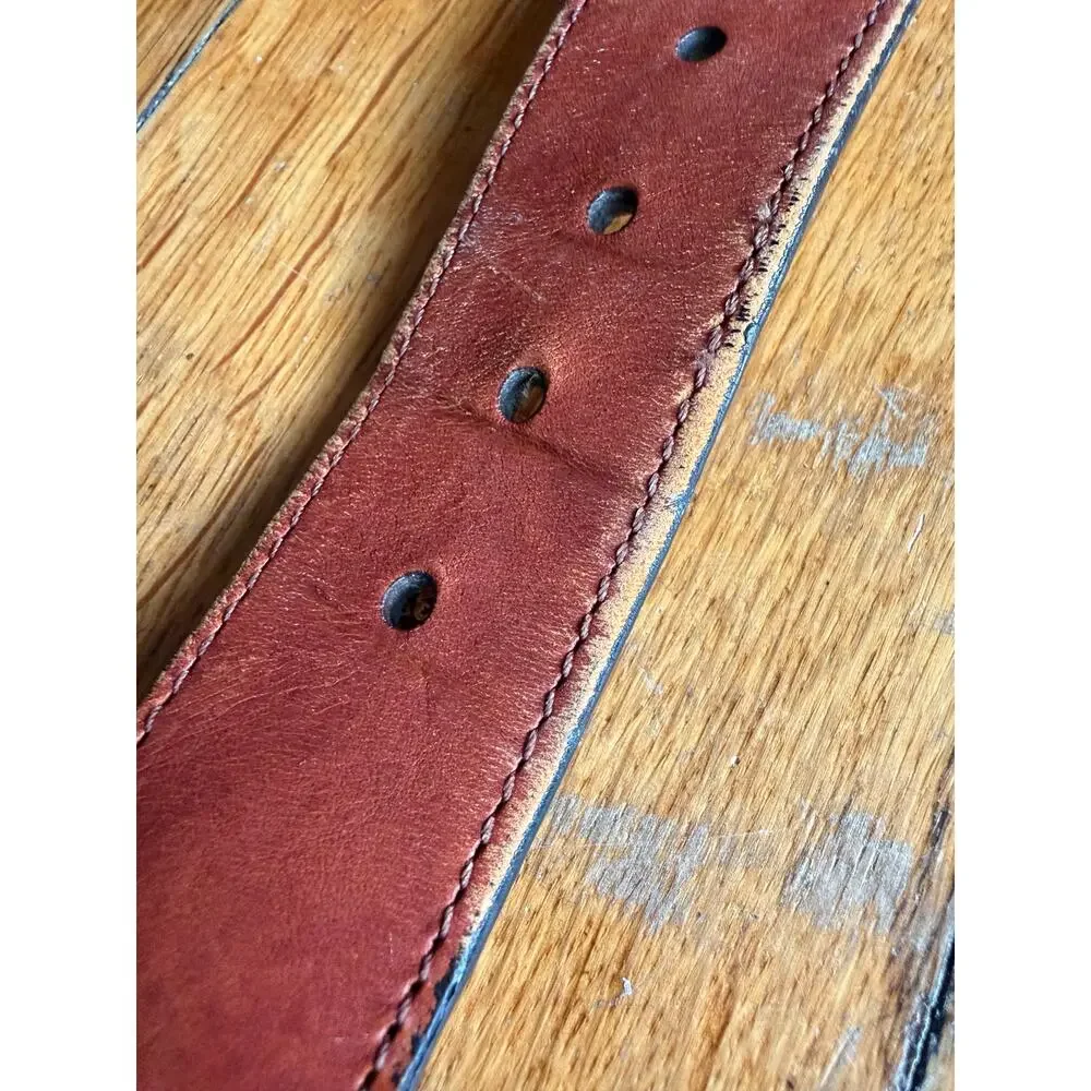 Fish Themed Wide Tan Cotton/Leather Belt Mens sz 40